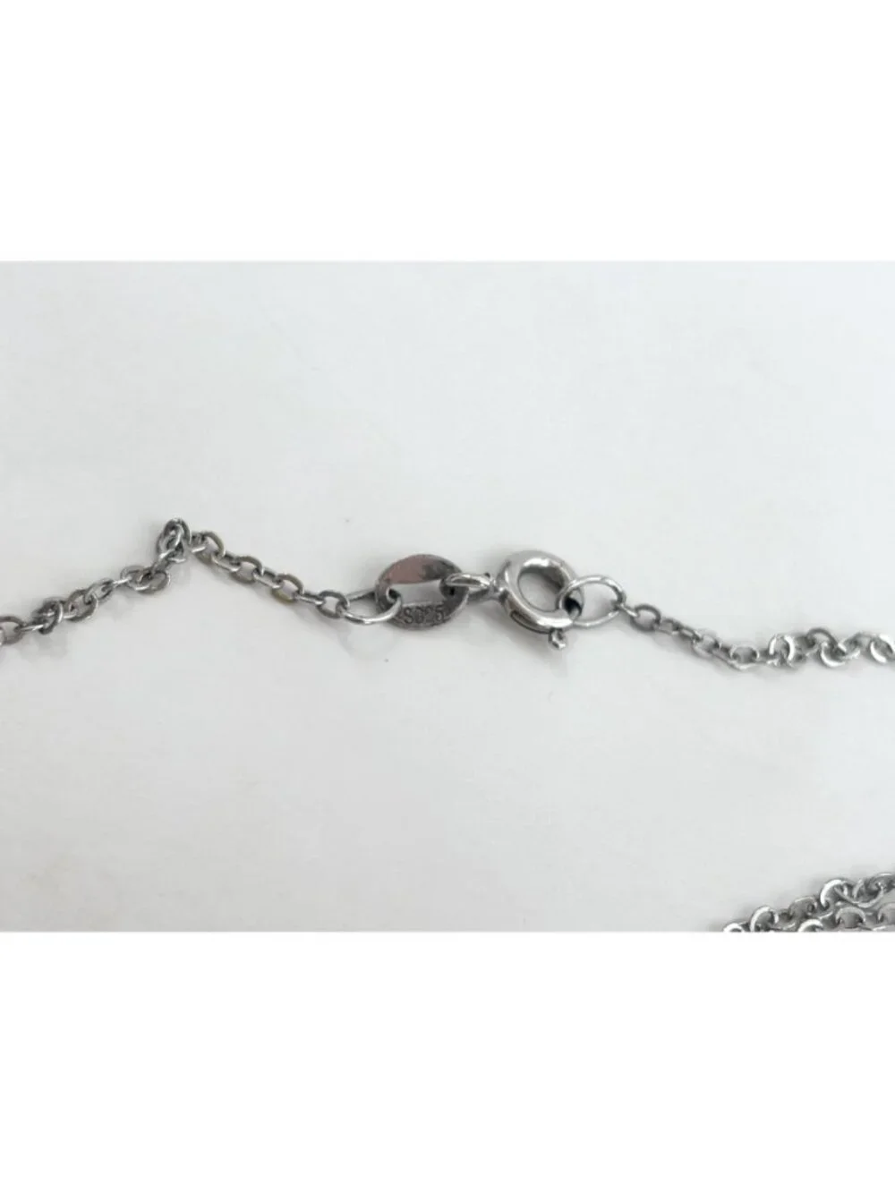 Triple Oval Sterling Silver Pave Bridal 925 Vintage Pendant Necklace - 18